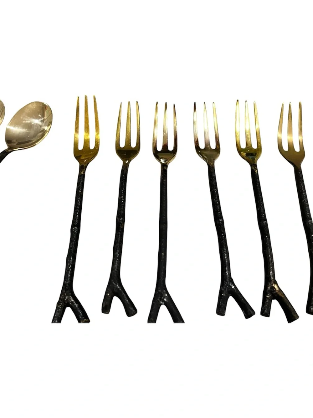 Service For 6 - 30 Pcs. Pottery Barn Bronze & Twig Branches Flatware